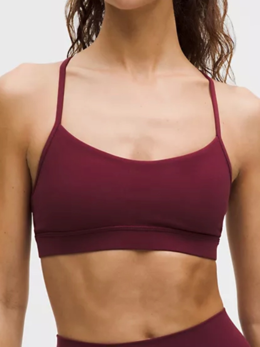 Lulu Flow Y Bra Nulu Light Support A–C Cups in Burgundy Bay Size 4